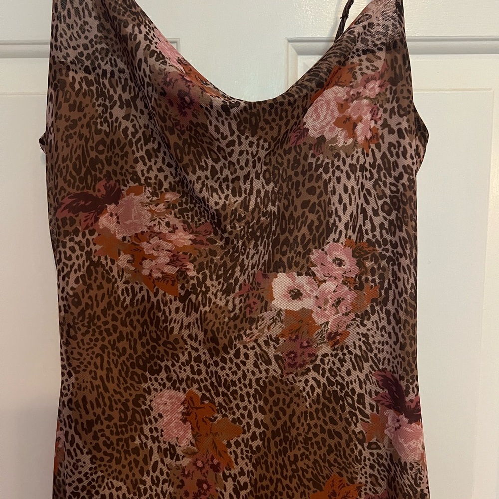 Urban Outfitters Brown Floral Slip Dress with Cowl Neck - Picture 2 of 7
